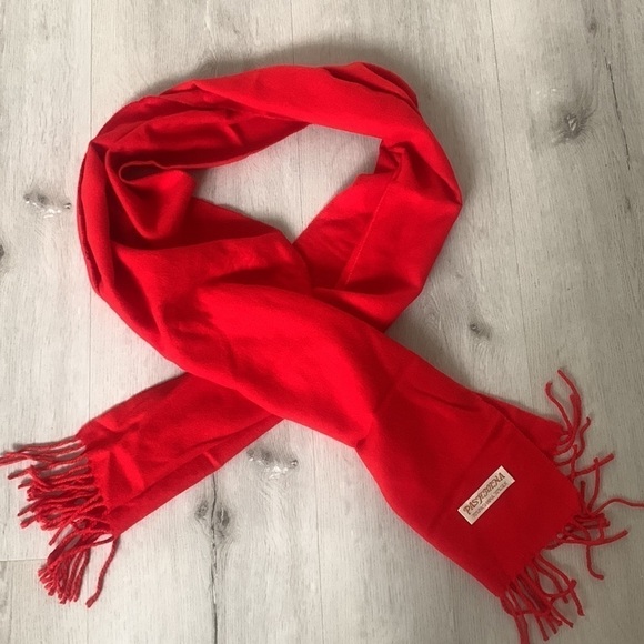 Pashmina Scarf Cashmere Silk Red‎ Christmas holidays fall tassels soft unisex - Picture 1 of 8